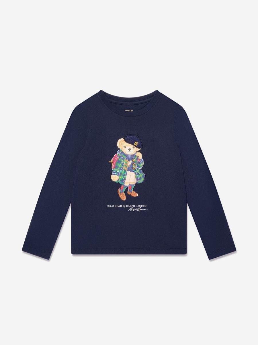 Girls Ralph Lauren Kids Tops & T-Shirts | Girls Long Sleeve Bear T-Shirt In Navy