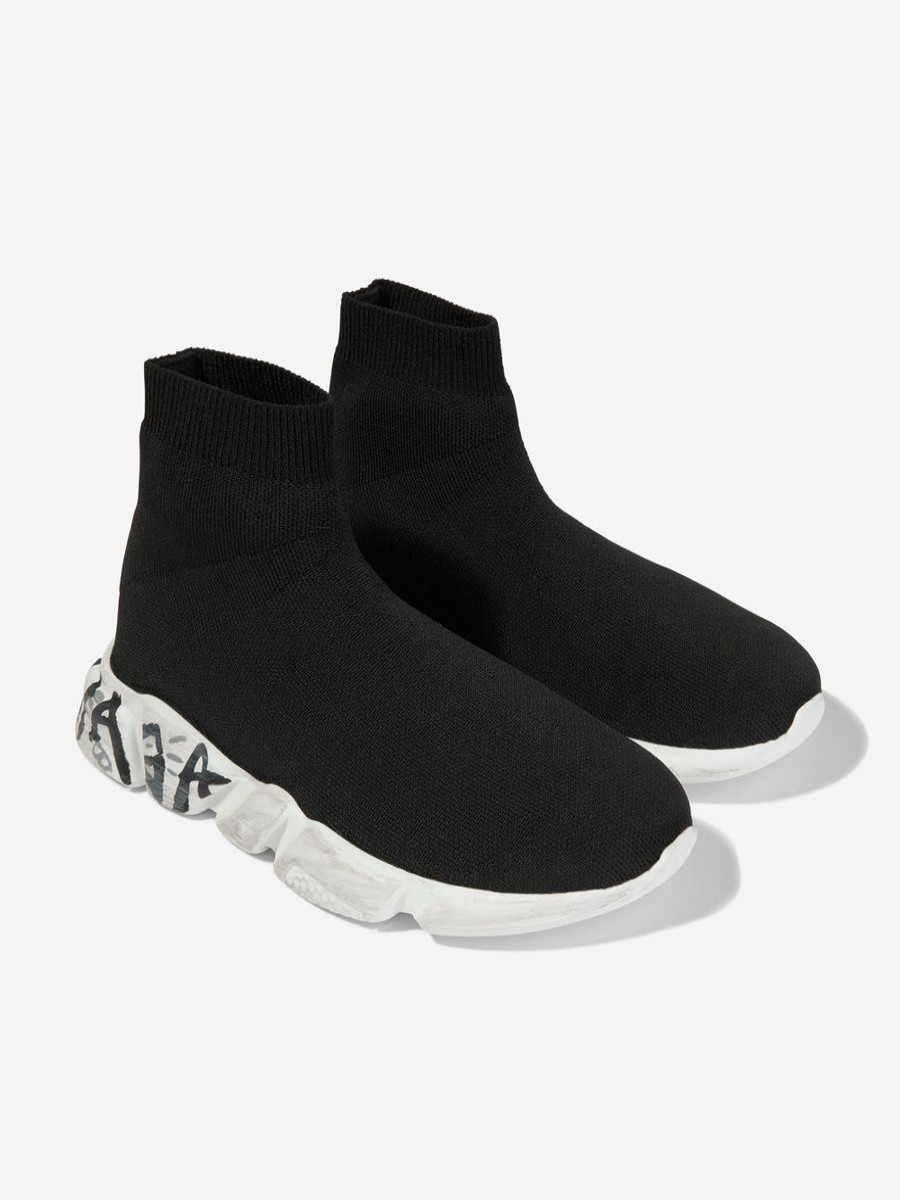 Girls Balenciaga Kids Sneakers | Kids Graffiti Sole Speed Trainers In Black