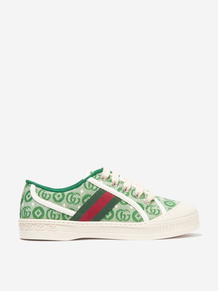 Girls Gucci Kids Sneakers | Kids Tennis Trainers In Green