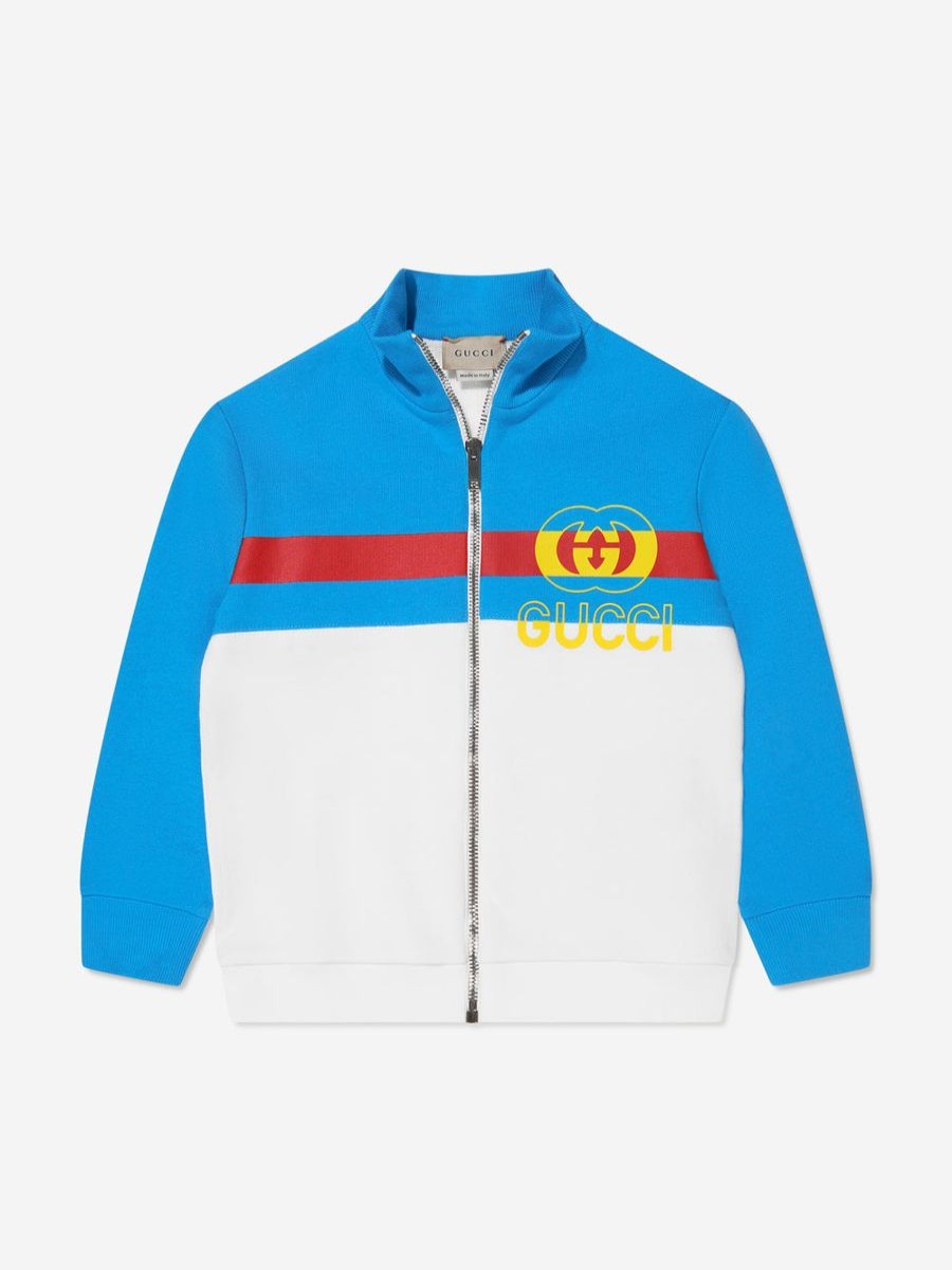 Baby Gucci Kids Sweatshirts & Hoodies | Baby Boys Logo Zip Up Top In Blue