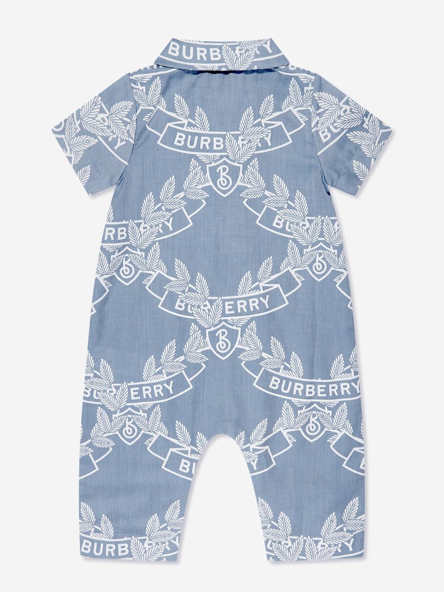 Baby Burberry Kids Babygrows & Rompers | Baby Boys Andreas Crest Romper In Blue