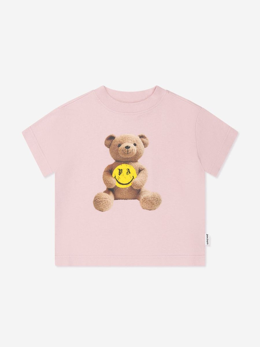 Girls Palm Angels Tops & T-Shirts | Girls Smiley Bear T-Shirt In Pink