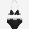 Teen MSGM Swimwear | Girls Logo Triangle Bikini In Black