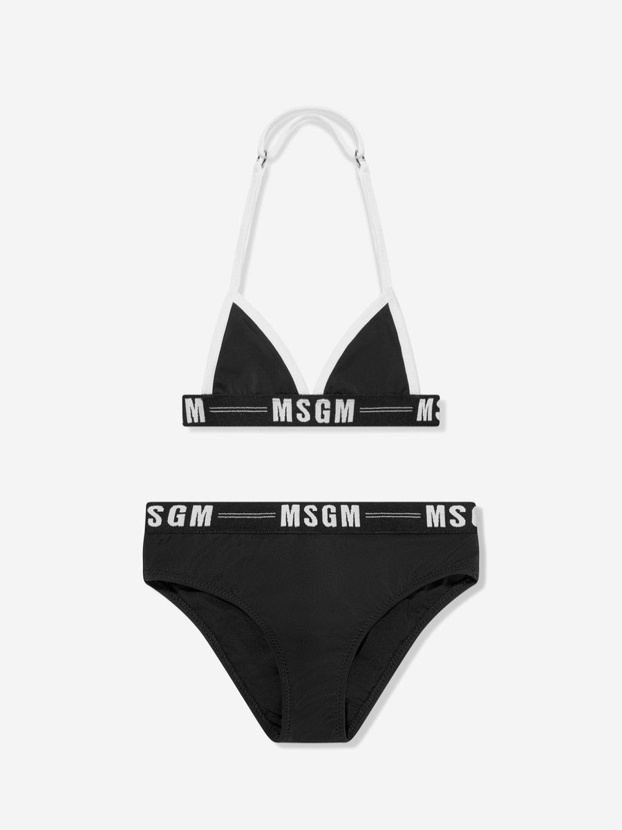 Teen MSGM Swimwear | Girls Logo Triangle Bikini In Black