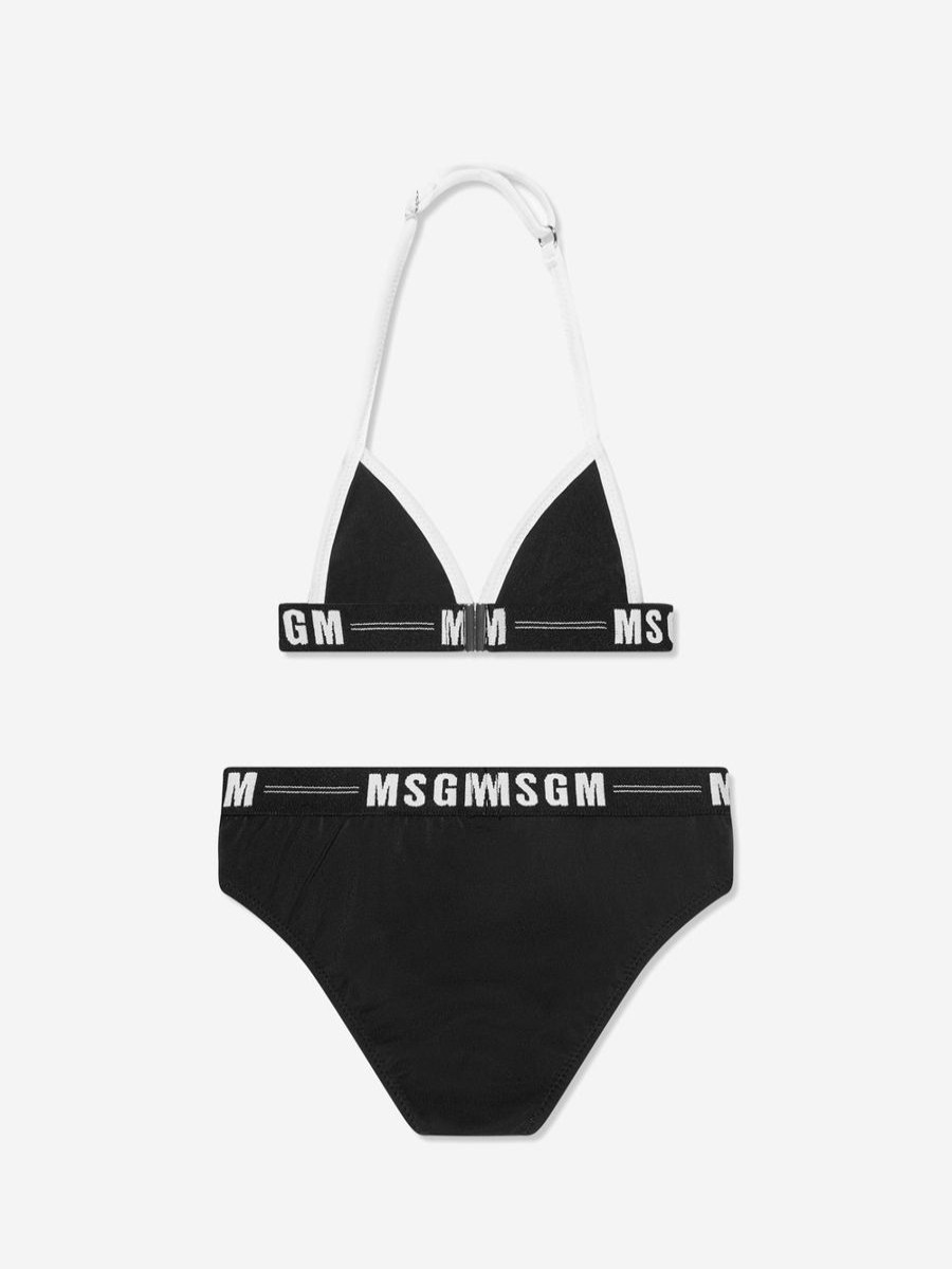 Teen MSGM Swimwear | Girls Logo Triangle Bikini In Black