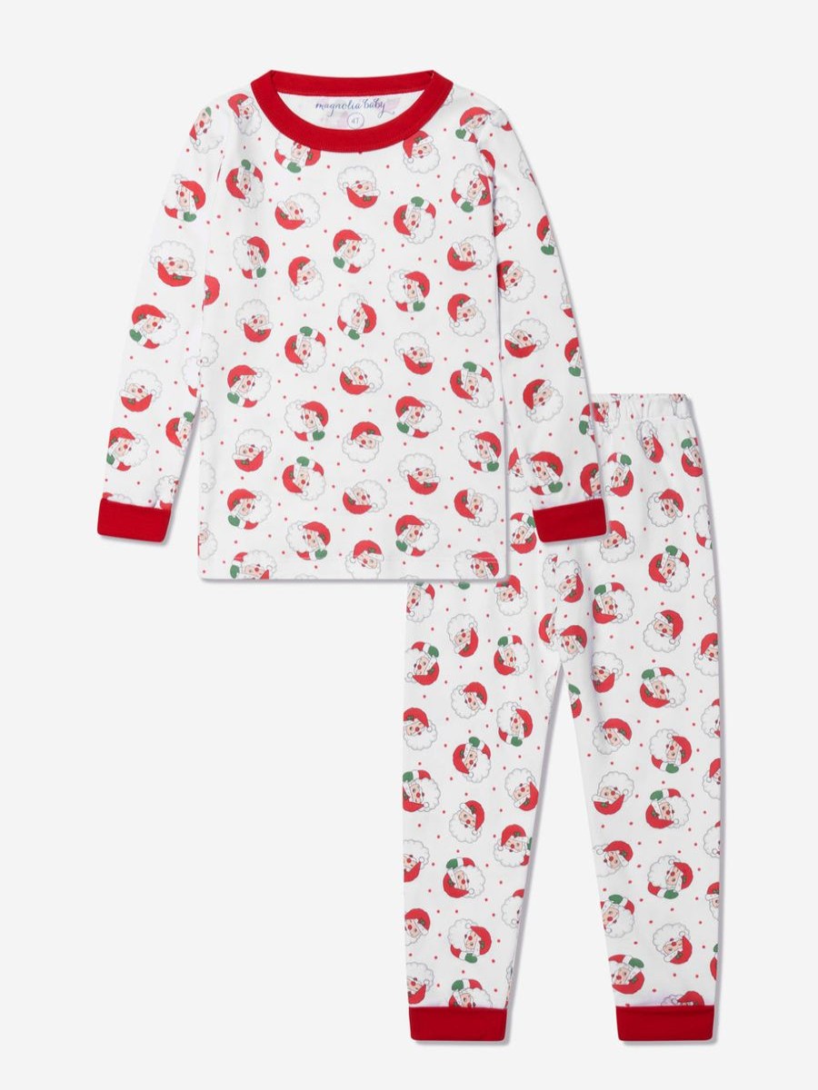 Girls Magnolia Baby Nightwear & Pyjamas | Kids Winking Santa Long Pyjamas In Red