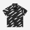 Teen Neil Barrett Shirts | Boys Thunderbolt Short Sleeve Shirt In Black