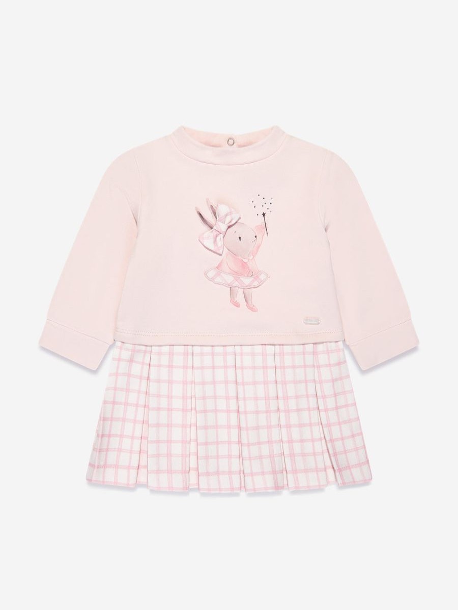 Baby Patachou Dresses | Baby Girls Rabbit Sweater Dress In Pink