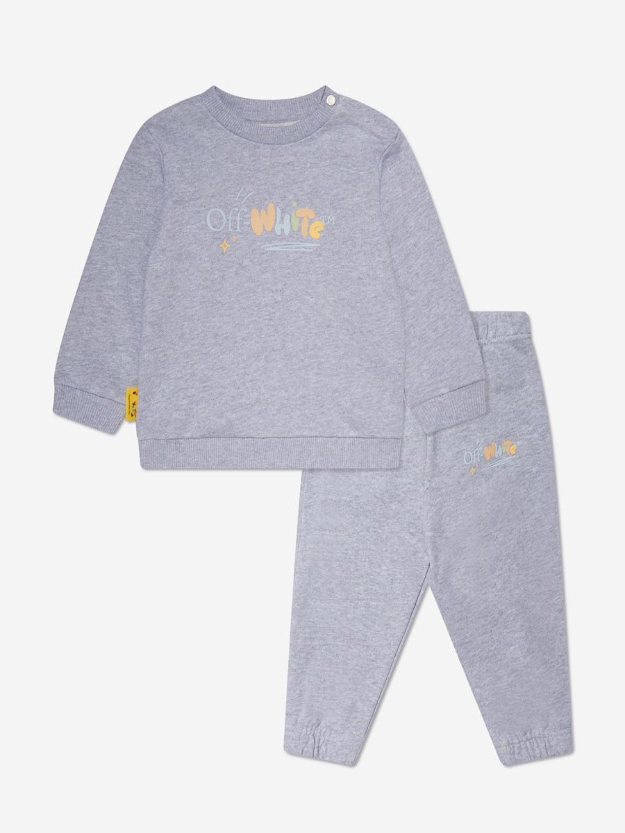 Baby Off-White Tracksuits | Baby Boys Funny Tracksuit In Grey