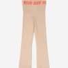 Girls MSGM Trousers | Girls Rib Knitted Flared Pants In Beige