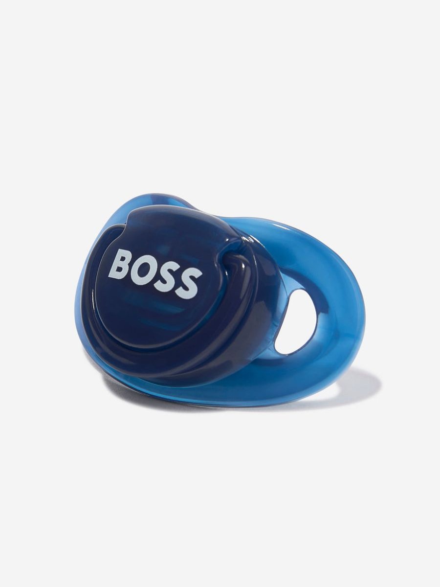 Baby BOSS Bottles, Dummies & Bibs | Boss - Baby Logo Print Pacifier In Navy | Childsplay Clothing