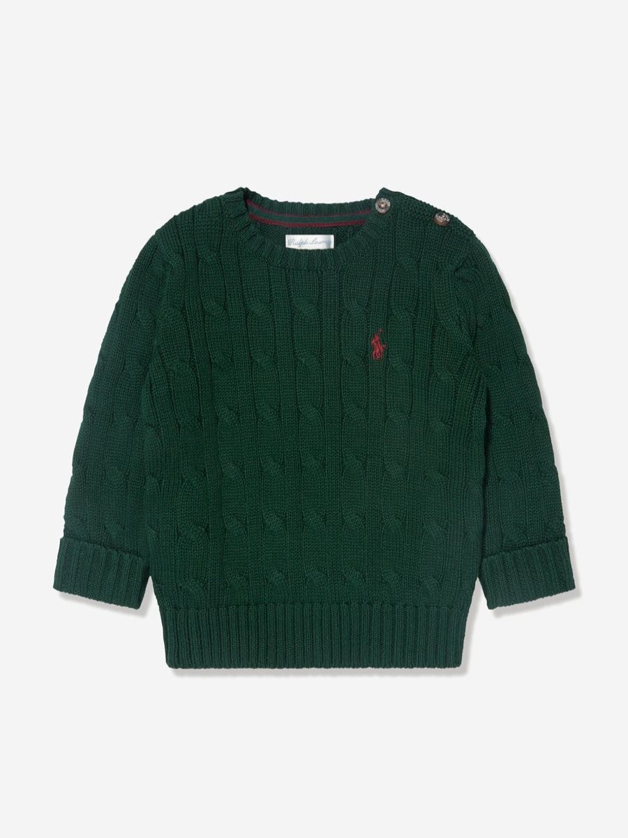 Baby Ralph Lauren Kids Jumpers & Cardigans | Baby Boys Cable Knit Jumper In Green