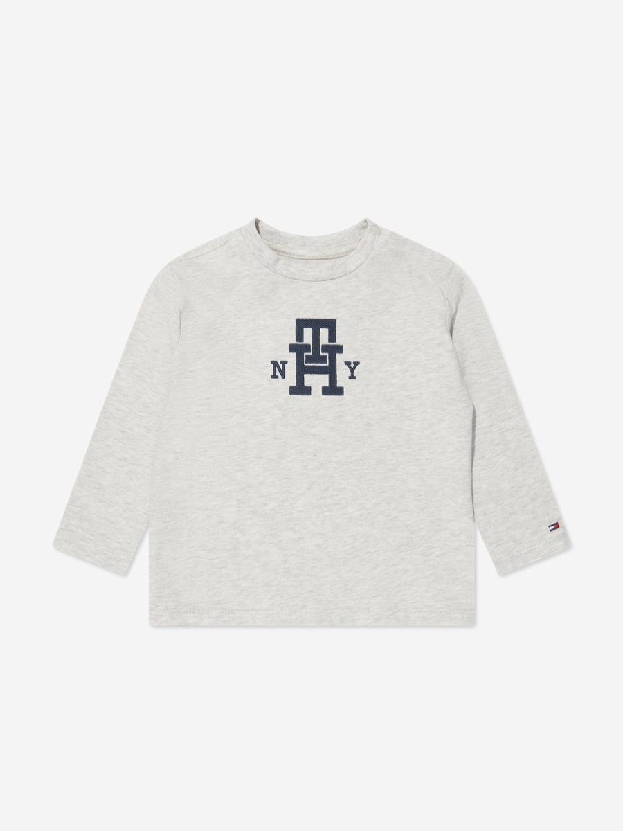 Girls Tommy Hilfiger Tops & T-Shirts | Baby Monogram Long Sleeve T-Shirt In Grey