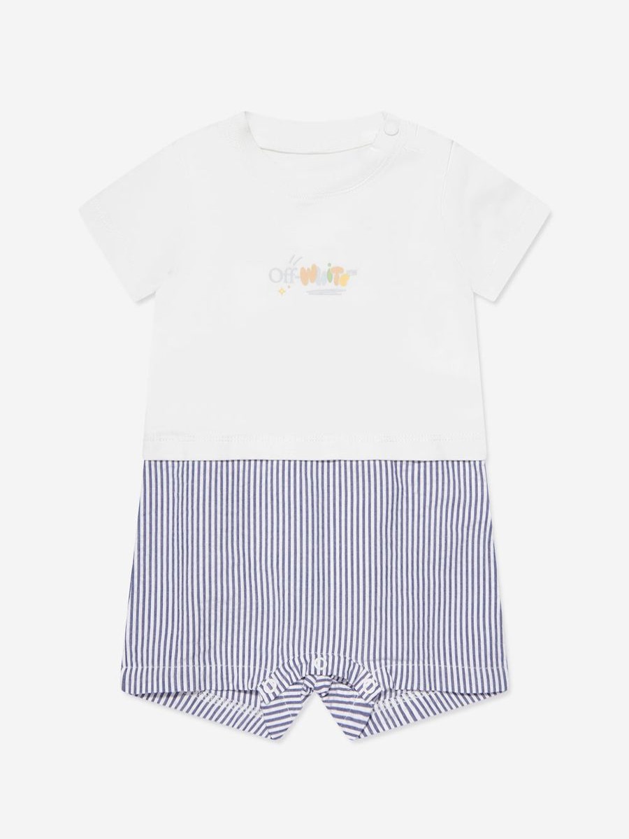 Baby Off-White Babygrows & Rompers | Baby Boys Funny Mix Romper In White