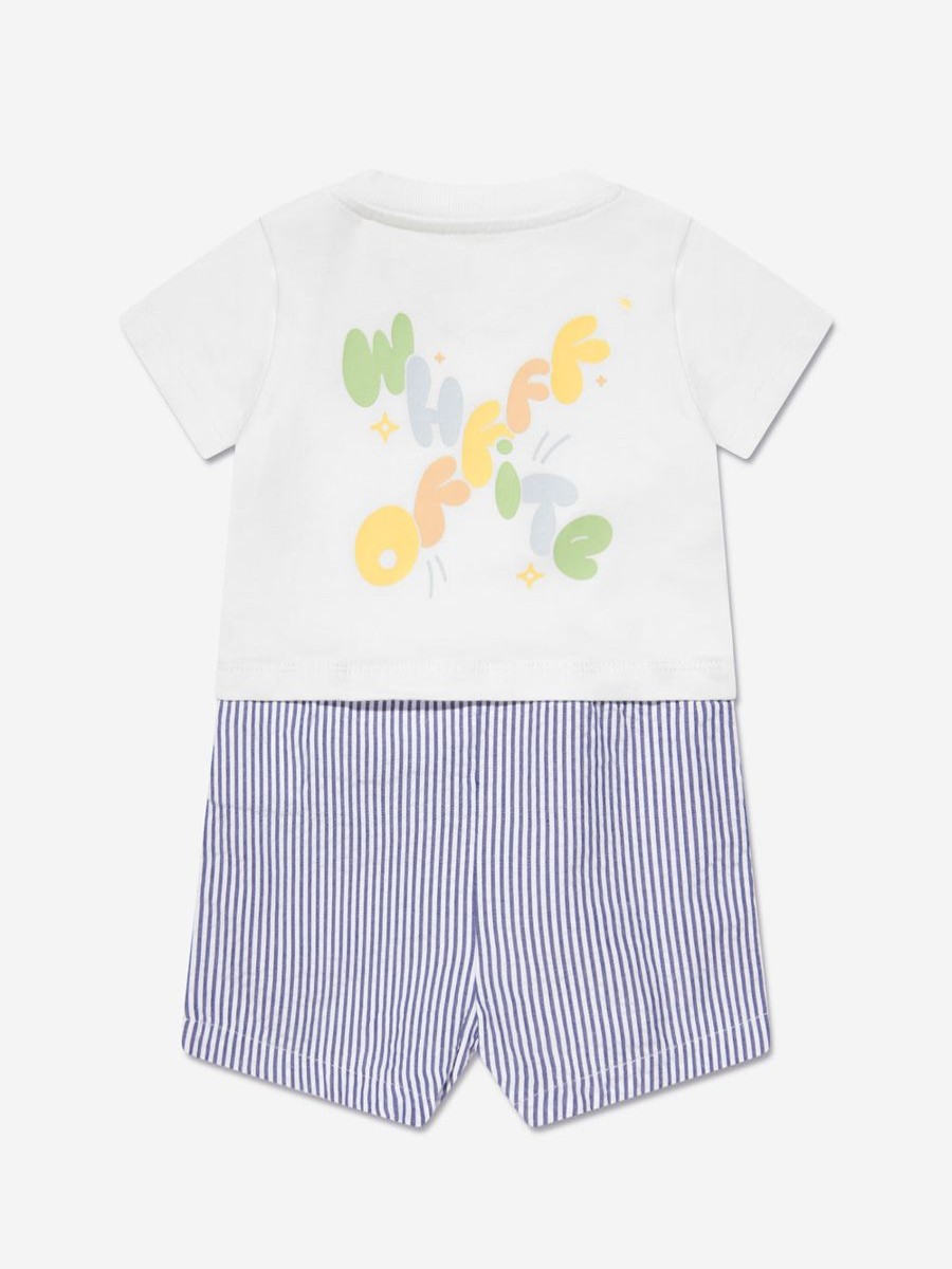 Baby Off-White Babygrows & Rompers | Baby Boys Funny Mix Romper In White