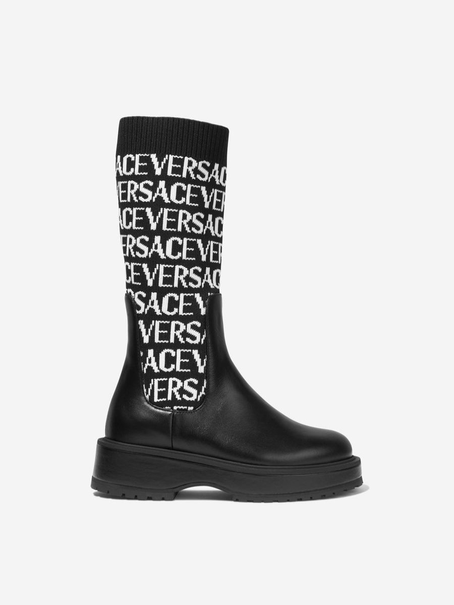 Teen Versace Footwear | Versace - Girls High Sock Boots | Childsplay Clothing