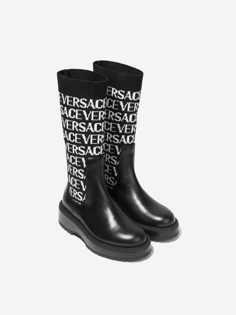 Teen Versace Footwear | Versace - Girls High Sock Boots | Childsplay Clothing