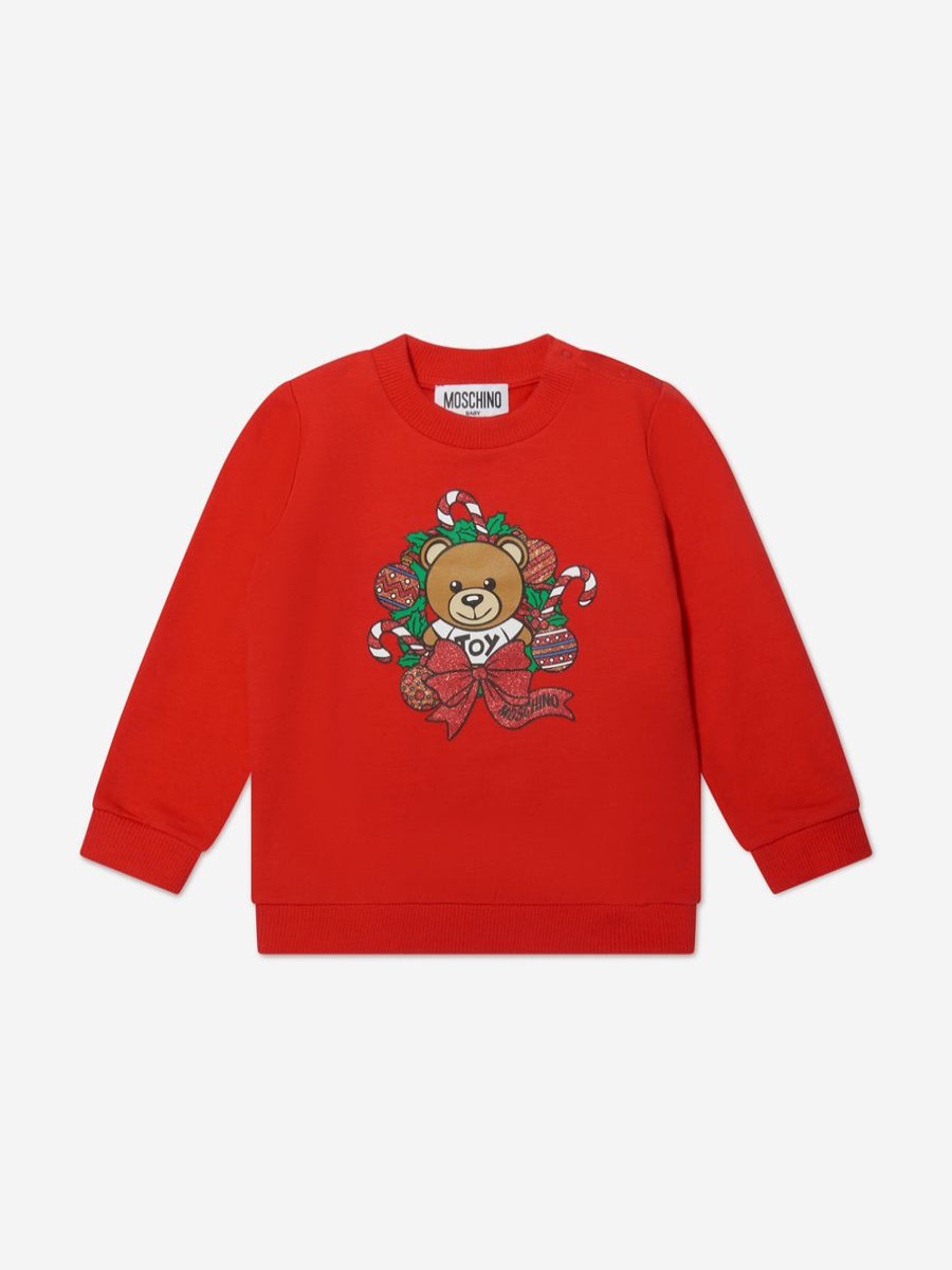 Baby Moschino Kids Sweatshirts & Hoodies | Baby Teddy Holiday Sweatshirt In Red