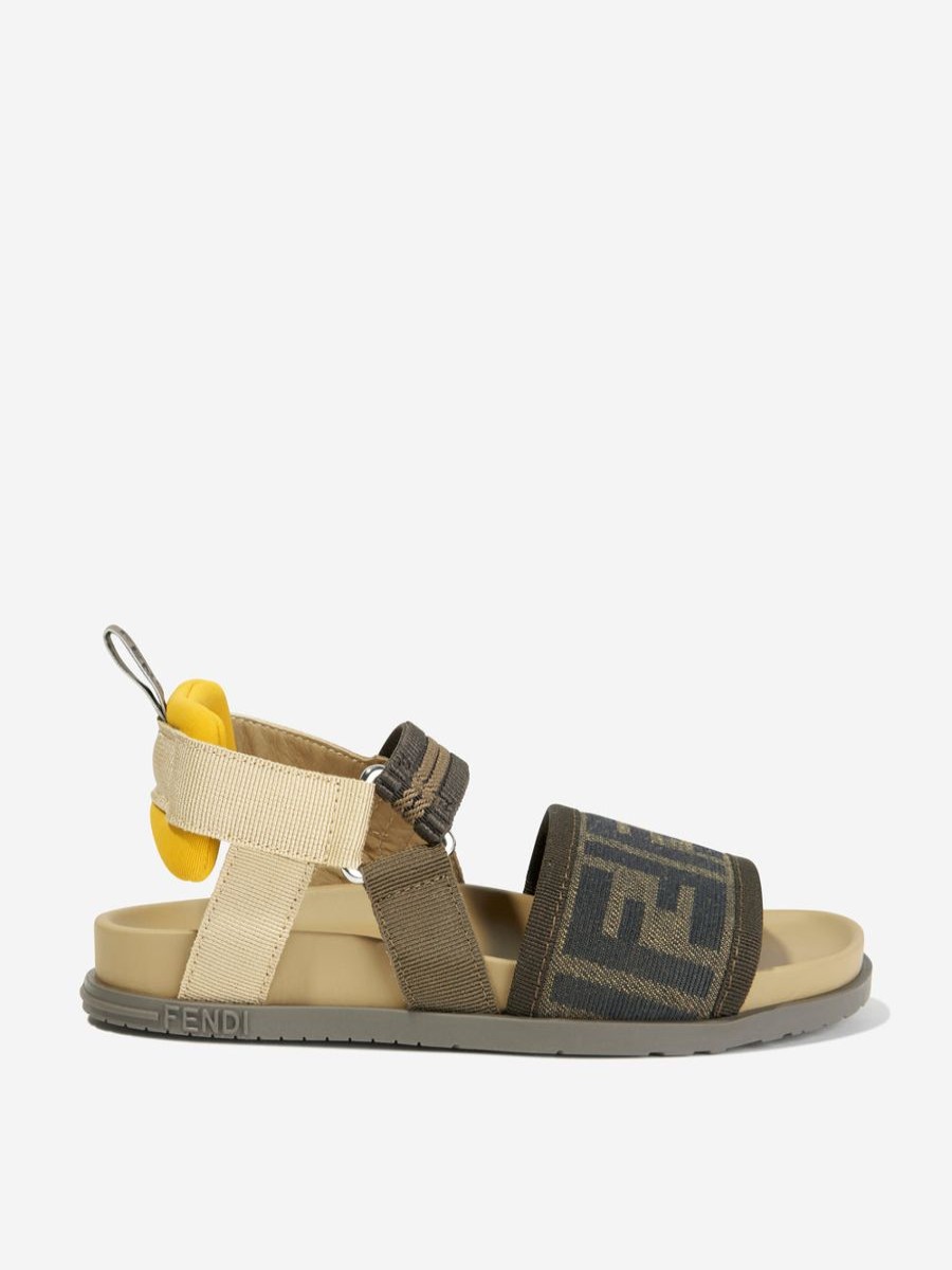 Teen Fendi Kids Footwear | Fendi Kids - Kids Ff Logo Sandals In Brown | Childsplay Clothing