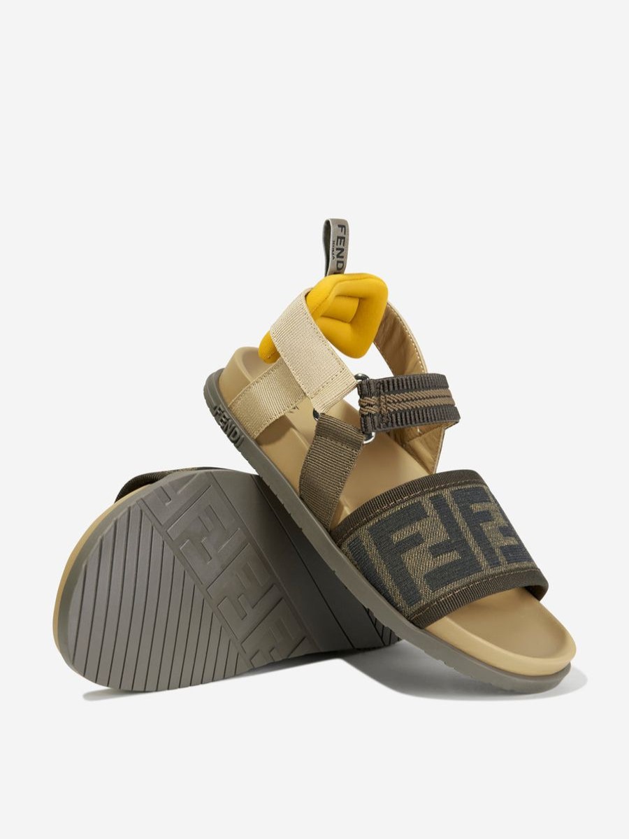 Teen Fendi Kids Footwear | Fendi Kids - Kids Ff Logo Sandals In Brown | Childsplay Clothing