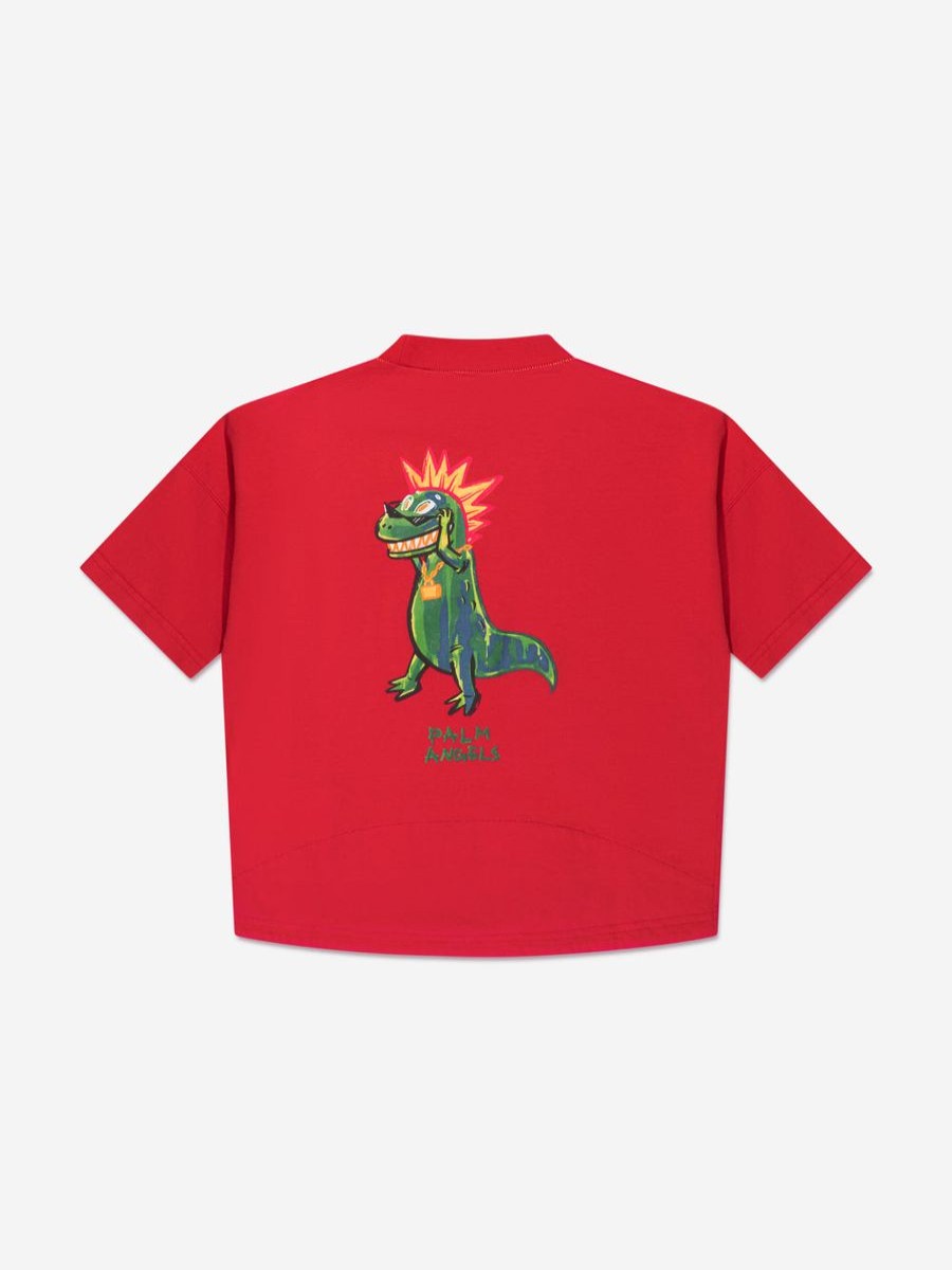 Teen Palm Angels Shorts | Boys Dino Punk Check T-Shirt In Red