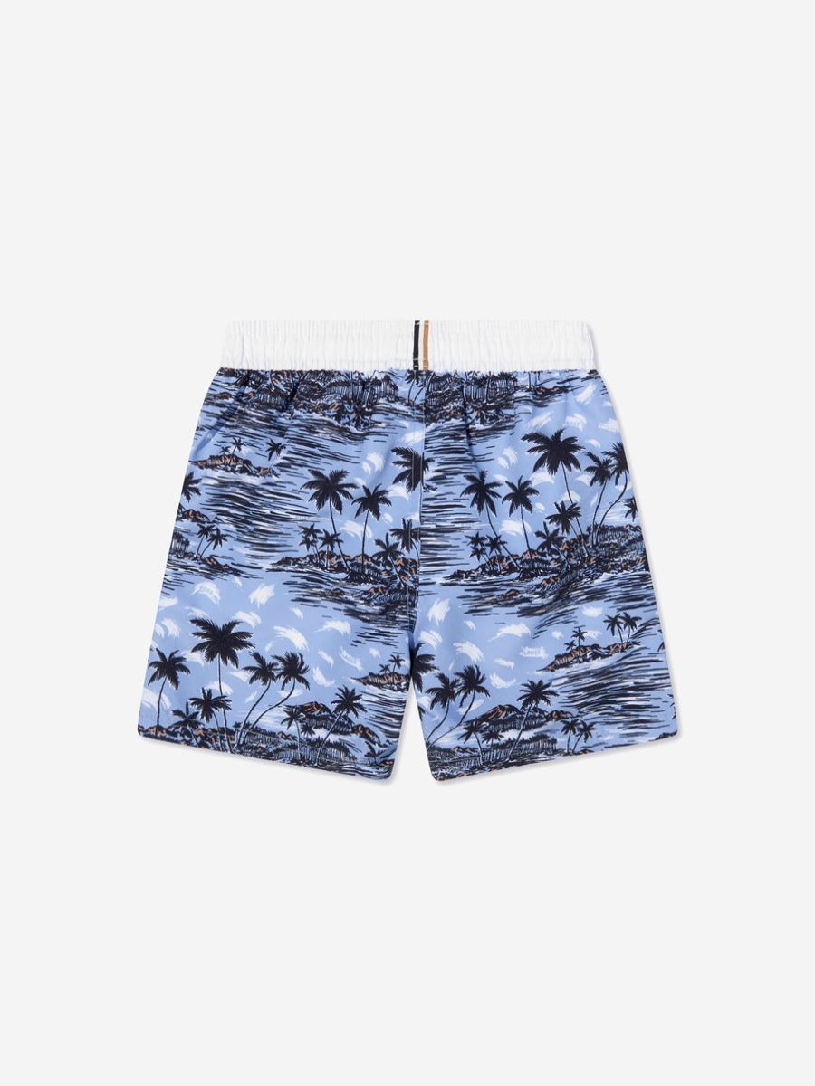 Teen BOSS Swimwear | Boss - Boys Tropical Print Swim Shorts In Blue | Childsplay Clothing