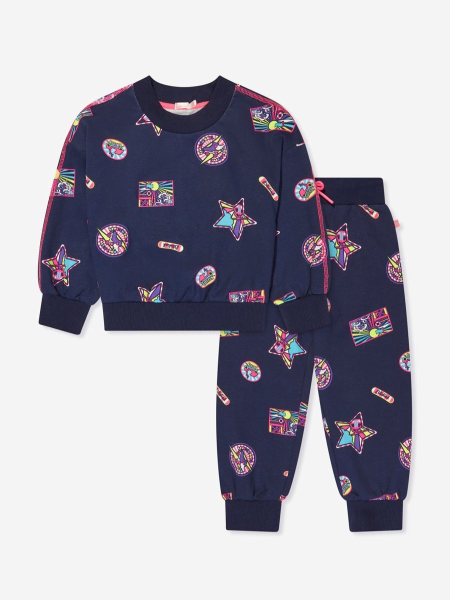 Girls Billieblush Tracksuits | Girls Badge Print Tracksuit In Navy