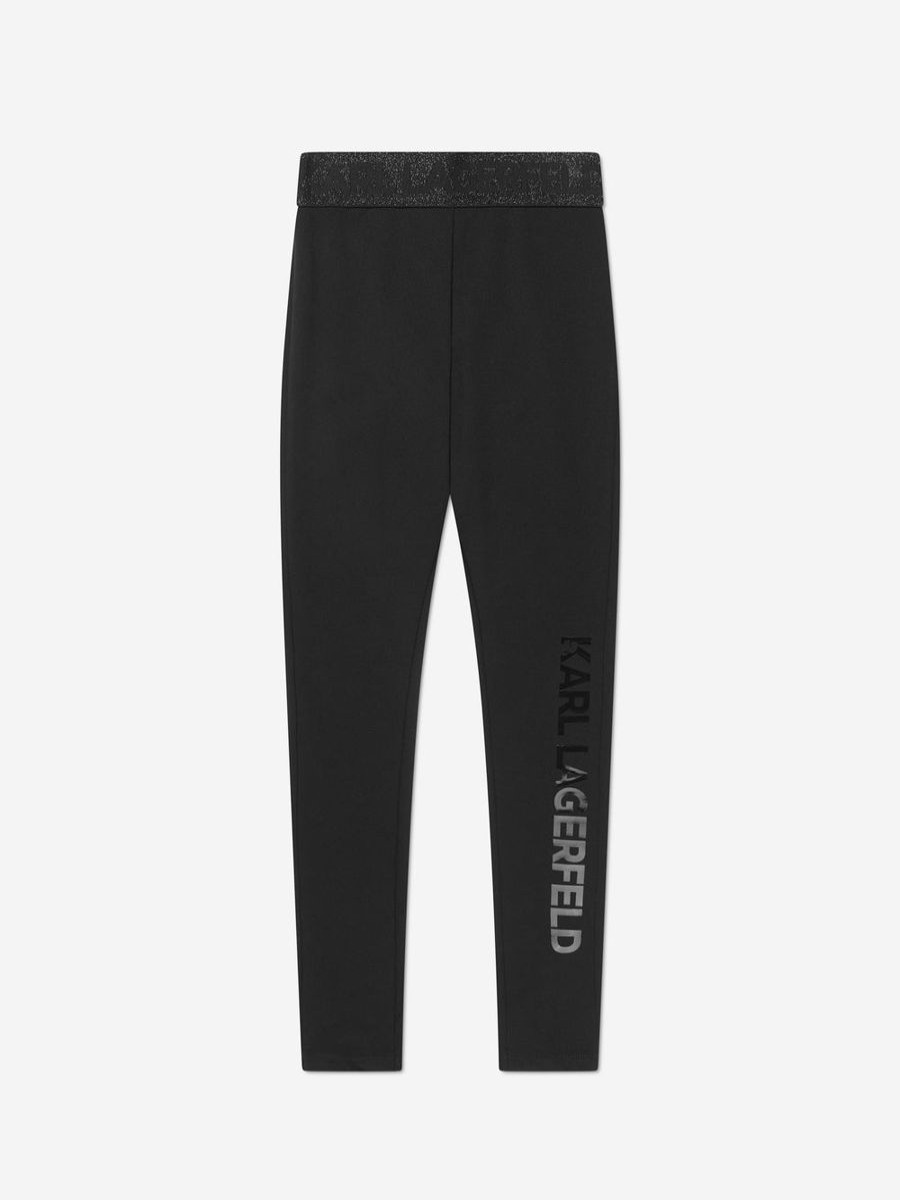 Girls Karl Lagerfeld Leggings | Girls Logo Milano Leggings In Black