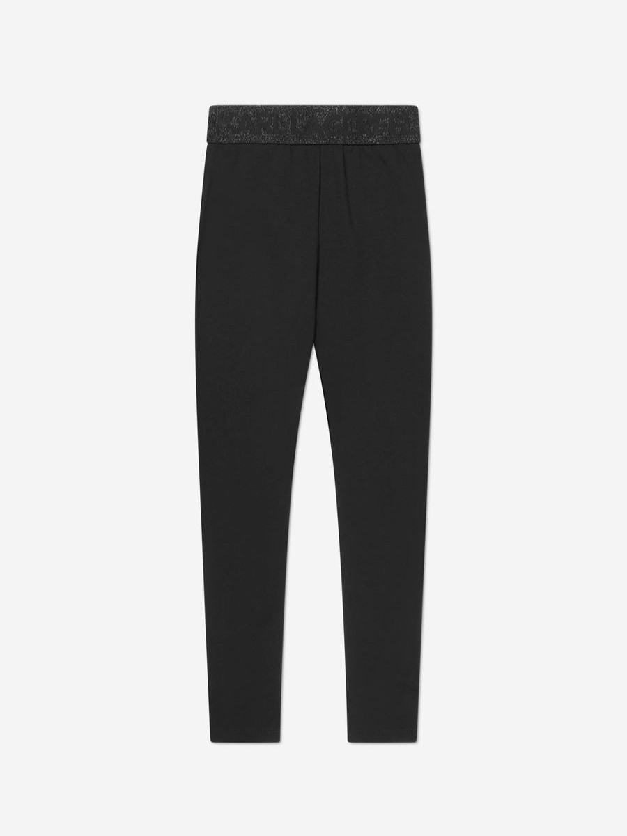 Girls Karl Lagerfeld Leggings | Girls Logo Milano Leggings In Black