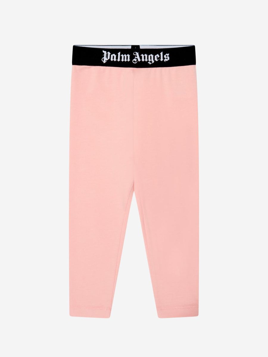 Girls Palm Angels Leggings | Girls Waistband Logo Leggings In Pink