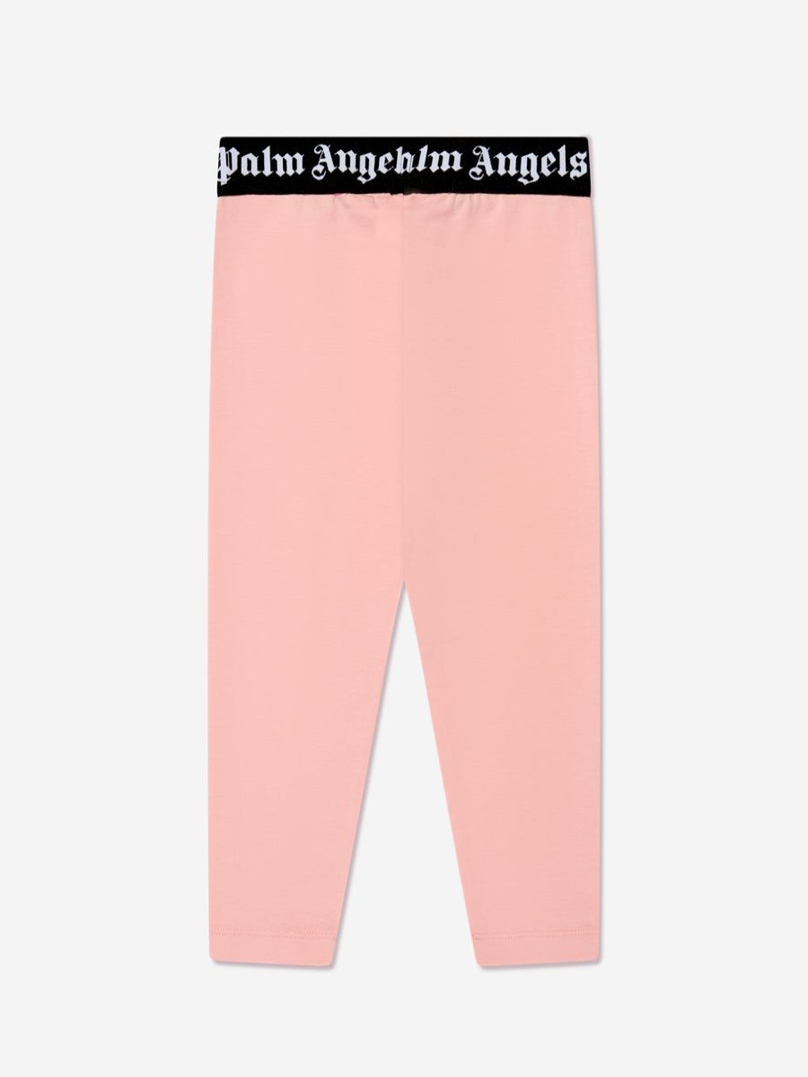 Girls Palm Angels Leggings | Girls Waistband Logo Leggings In Pink