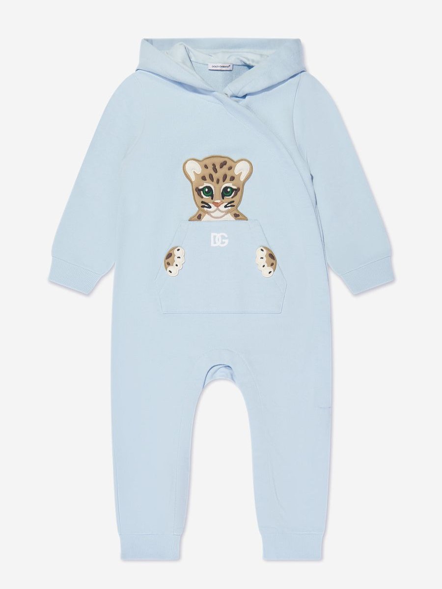 Baby Dolce & Gabbana Kids Babygrows & Rompers | Baby Boys Hooded Onesie In Blue