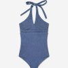 Girls AY by AYLA Swimwear | Girls Denim Look Halterneck Swimsuit In Blue