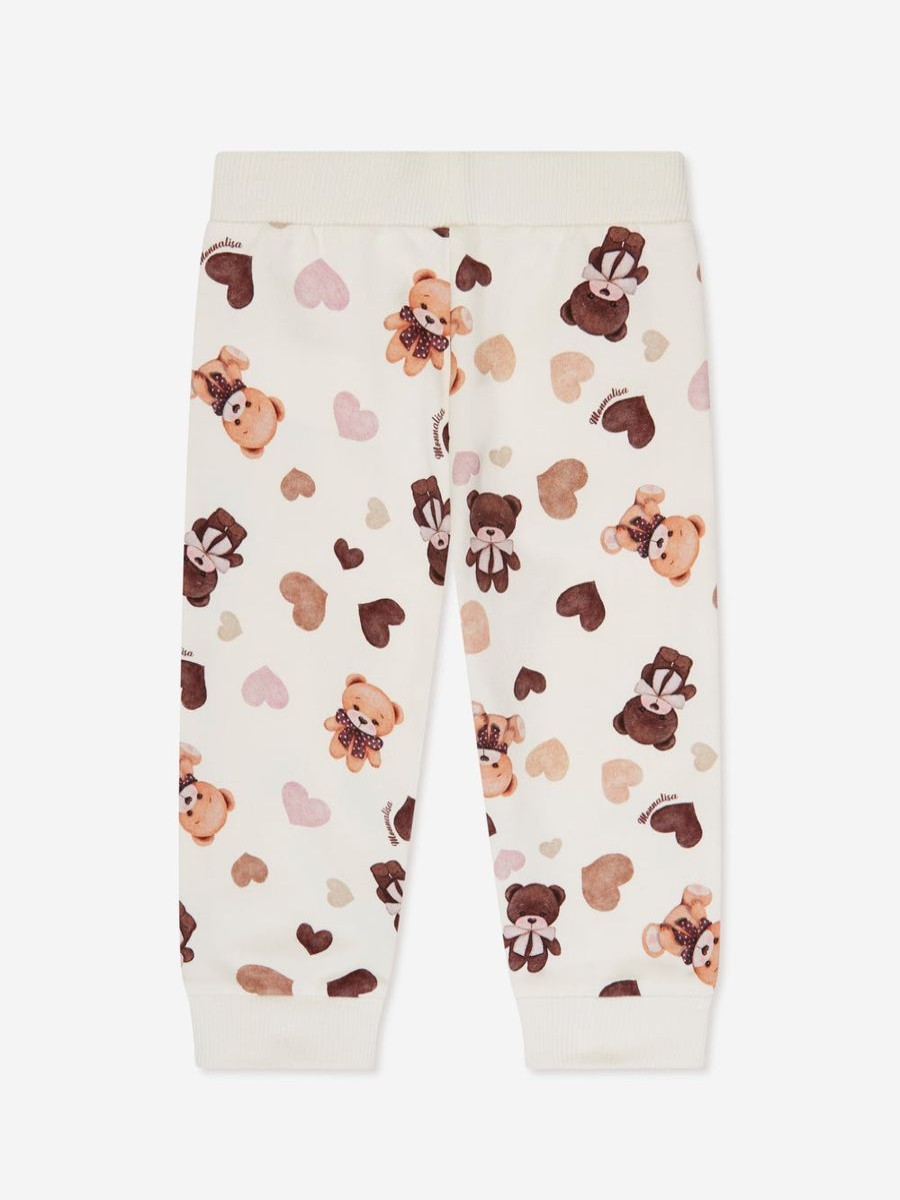 Baby Monnalisa Sweatpants | Baby Girls Teddy Bear Joggers In Ivory