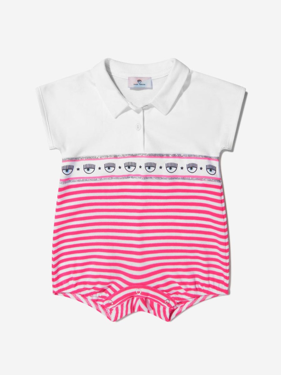 Baby Chiara Ferragni Babygrows & Rompers | Baby Girls Cotton Striped Romper