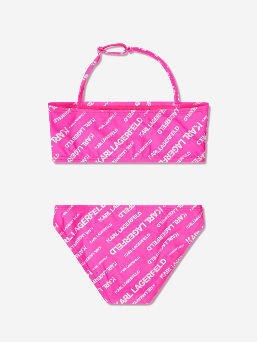 Teen Karl Lagerfeld Swimwear | Girls Logo Print Bikini In Pink