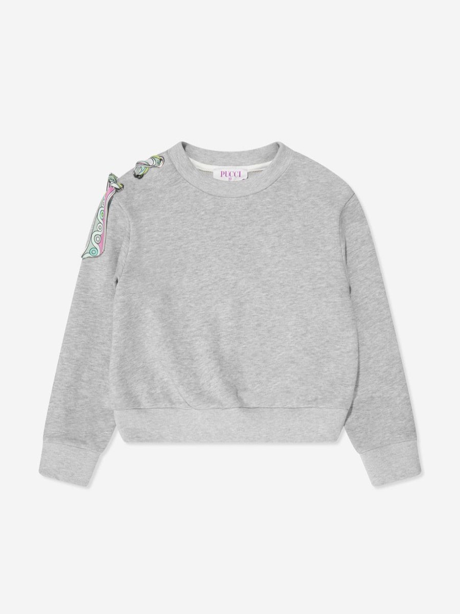 Teen Emilio Pucci Sweatshirts & Hoodies | Girls Ribbon Sweatshirt In Grey