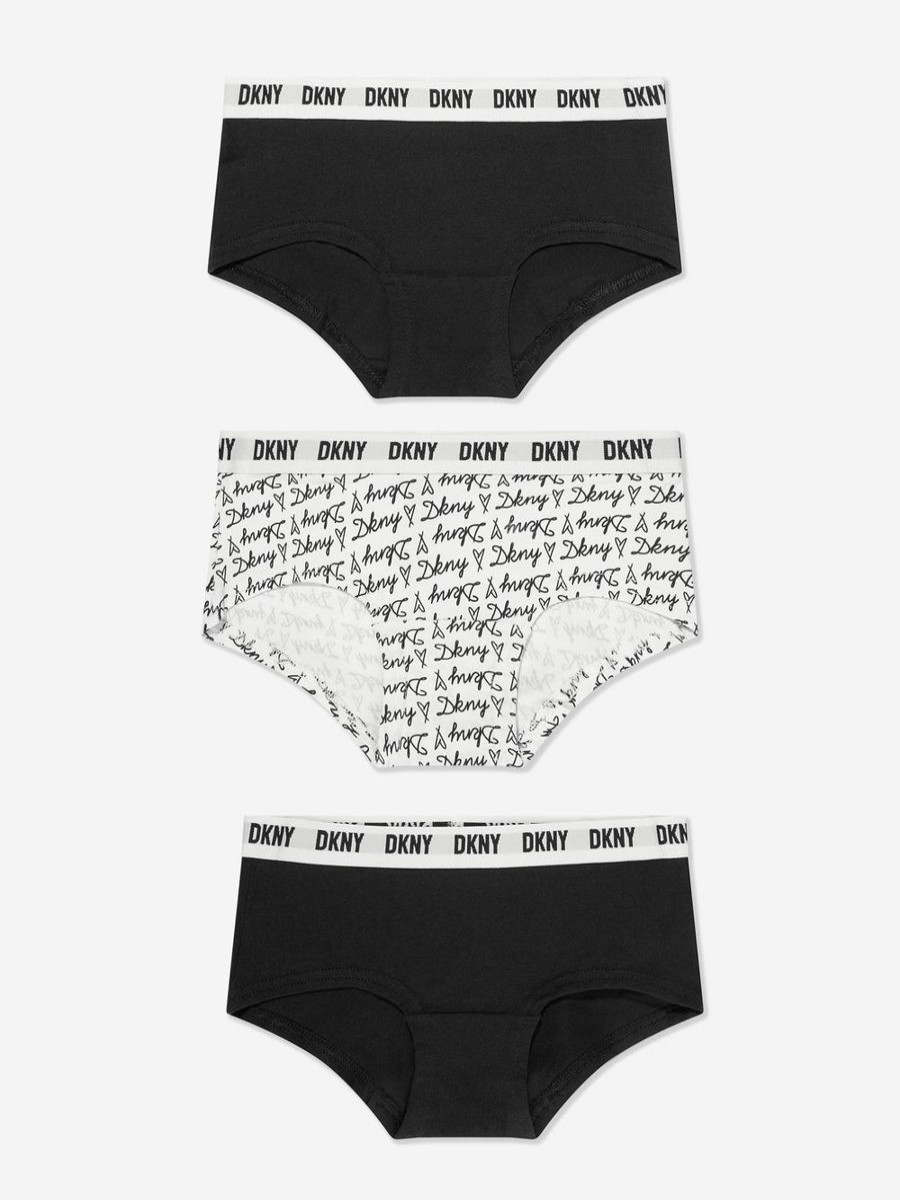 Girls DKNY Underwear | Girls 3 Pack Hipster Knickers Set In Black