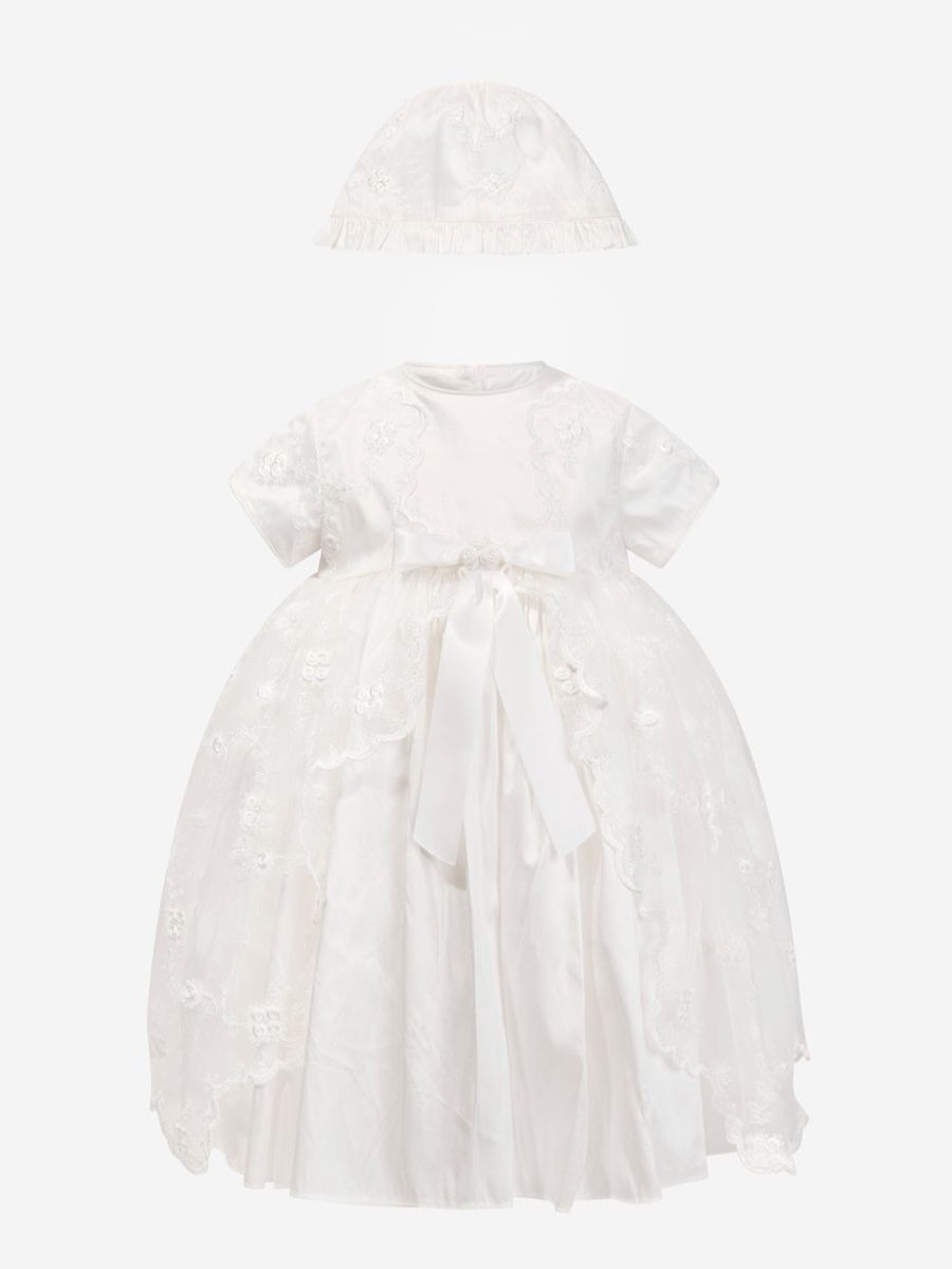 Baby Sarah Louise Dresses | Baby Girls Christening Dress And Bonnet In Ivory