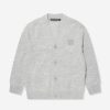 Girls Acne Studios Jumpers & Cardigans | Kids Wool Logo Cardigan In Grey