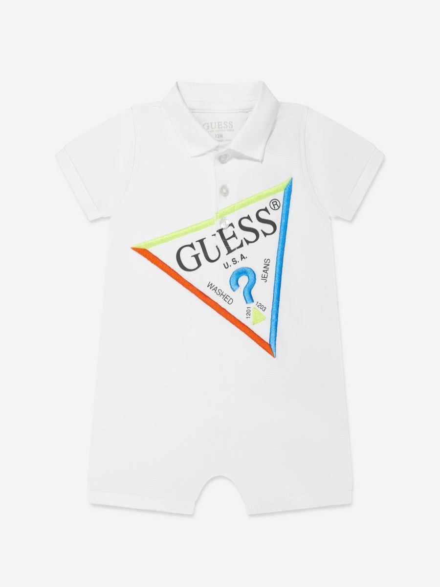 Baby Guess Babygrows & Rompers | Baby Boys Logo Romper In White