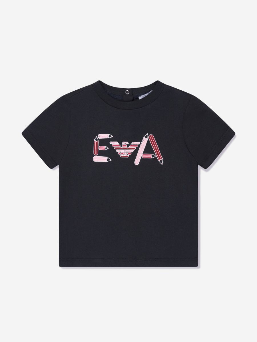 Girls Emporio Armani Tops & T-Shirts | Baby Girls Logo T-Shirt In Navy