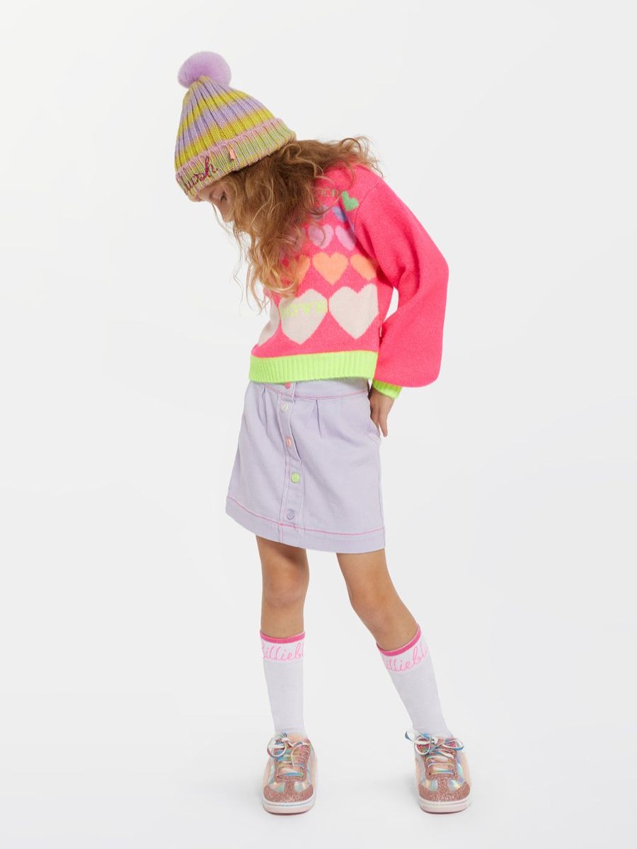 Girls Billieblush Jumpers & Cardigans | Girls Knitted Hearts Jumper In Pink