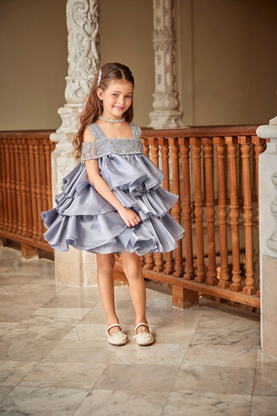 Teen Maison Ava Dresses | Girls Lumi Icy Occasion Dress In Grey