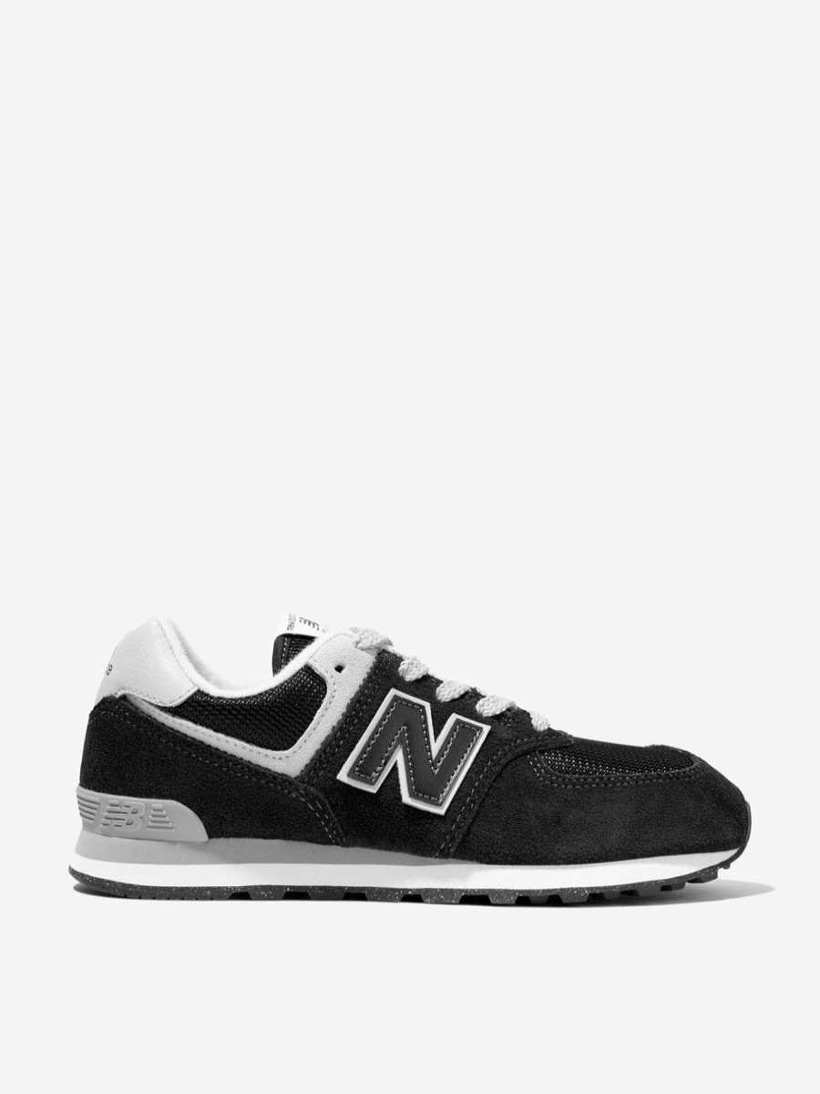 Girls New Balance Sneakers | New Balance - Kids 574 Lace Up Logo Trainers In Black | Childsplay Clothing