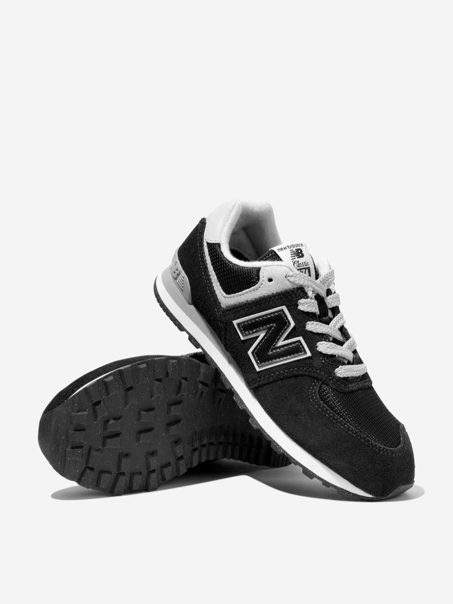 Girls New Balance Sneakers | New Balance - Kids 574 Lace Up Logo Trainers In Black | Childsplay Clothing