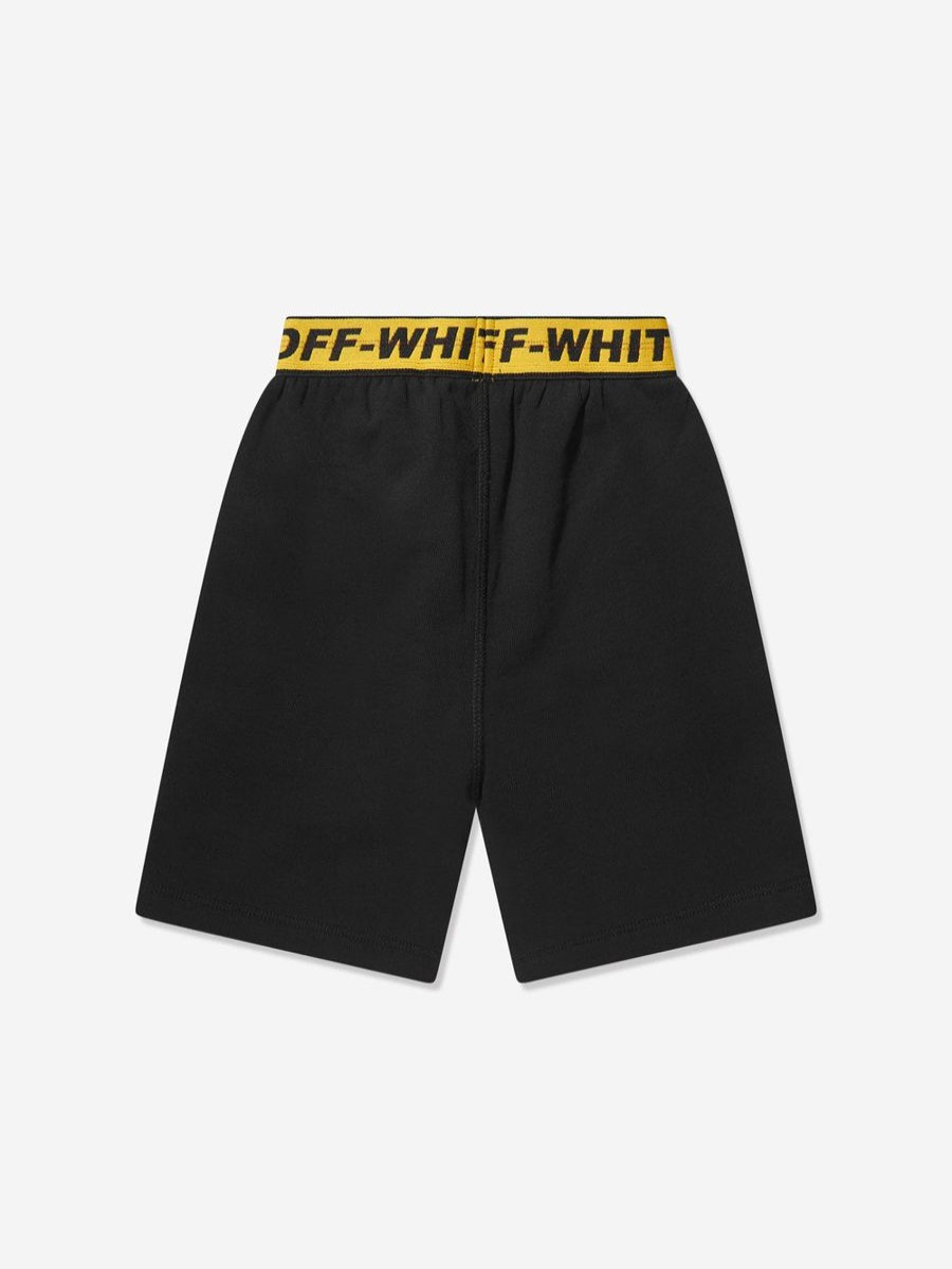 Teen Off-White Shorts | Boys Industrial Logo Band Sweat Shorts In Black