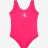 Girls Calvin Klein Jeans Swimwear | Girls Logo Swimming Costume In Pink