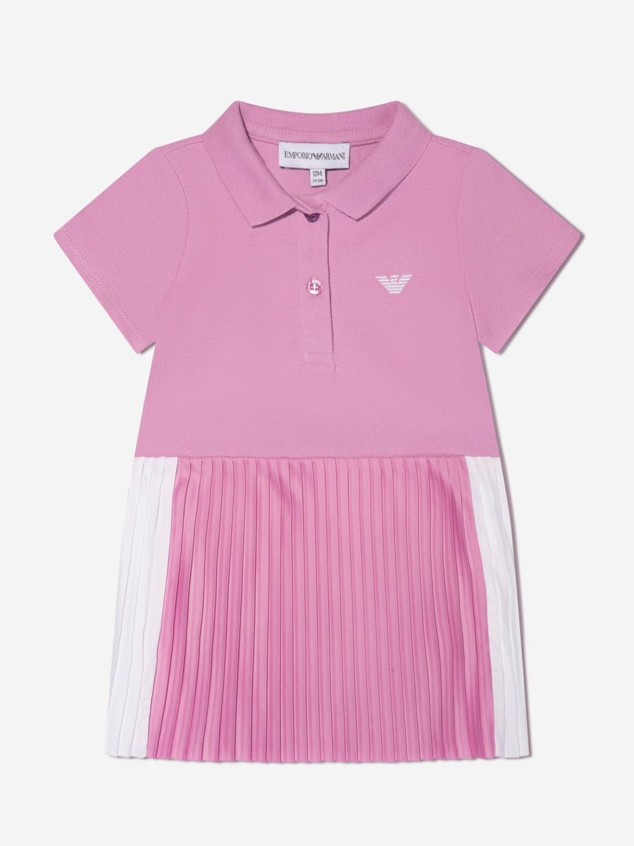 Baby Emporio Armani Dresses | Baby Girls Pleated Dress In Pink