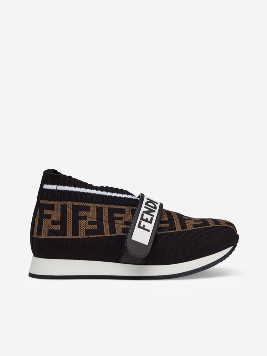 Girls Fendi Kids Sneakers | Fendi Kids - Kids Ff Logo Trainers In Black | Childsplay Clothing